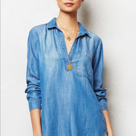 Anthropologie Tops - Cloth & Stone Anthropologie Etta Chambray Popover